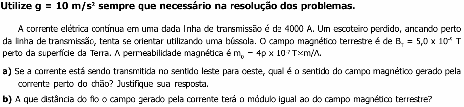 Enunciado da questão 10 de Física do UNICAMP 2002 (2ª fase)
