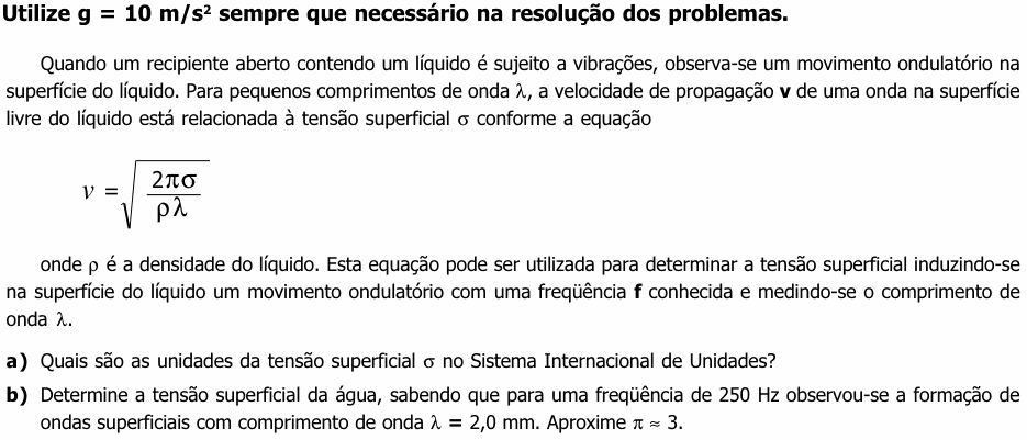 Enunciado da questão 11 de Física do UNICAMP 2002 (2ª fase)