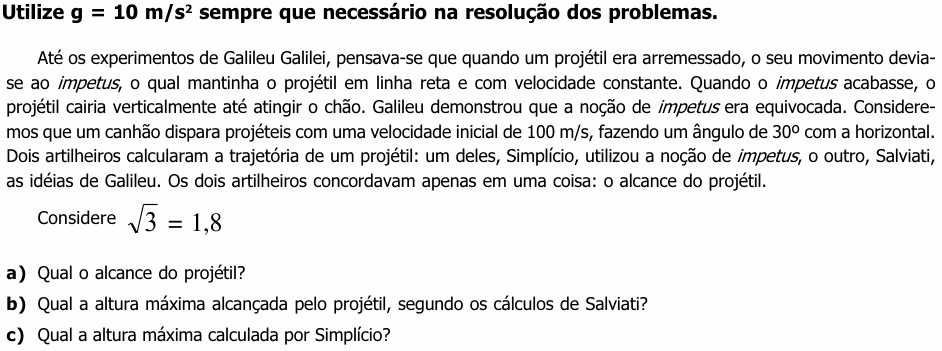 Enunciado da questão 2 de Física do UNICAMP 2002 (2ª fase)