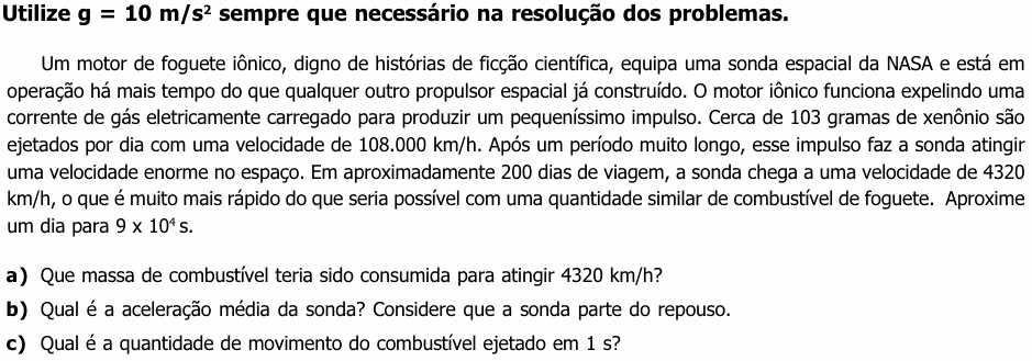 Enunciado da questão 7 de Física do UNICAMP 2002 (2ª fase)