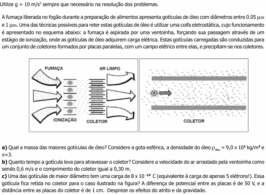 Enunciado da questão 10 de Física do UNICAMP 2003 (2ª fase)