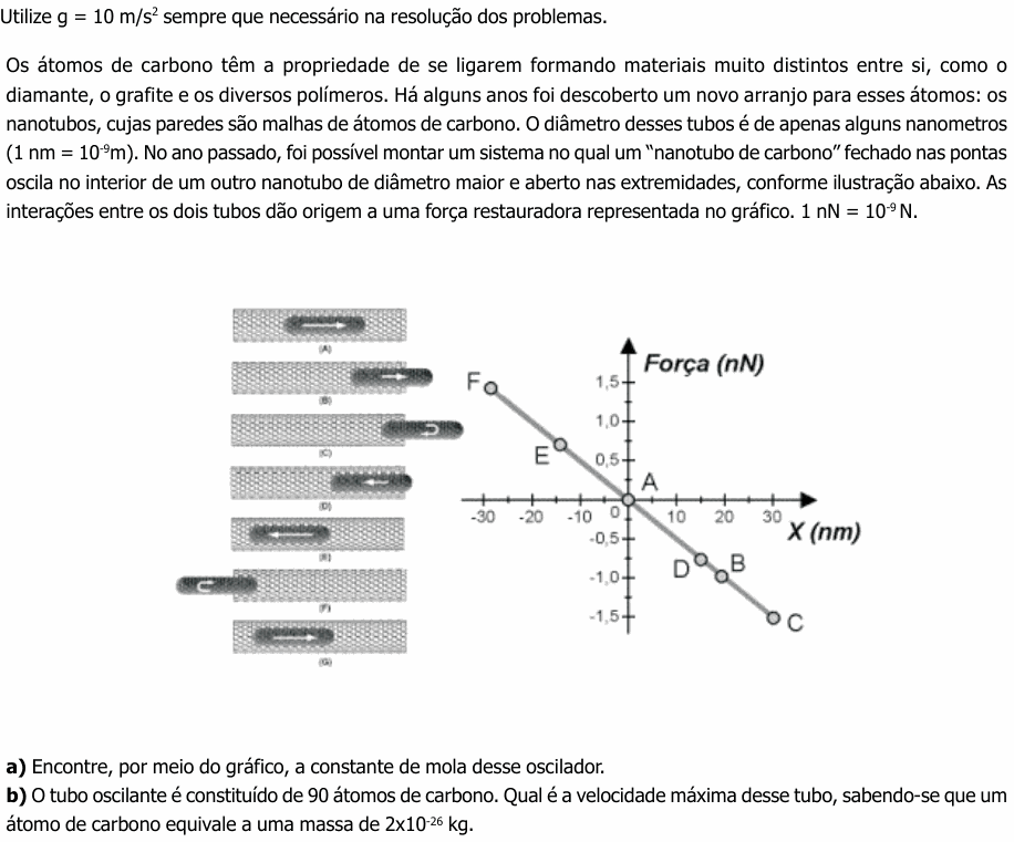 Enunciado da questão 12 de Física do UNICAMP 2003 (2ª fase)