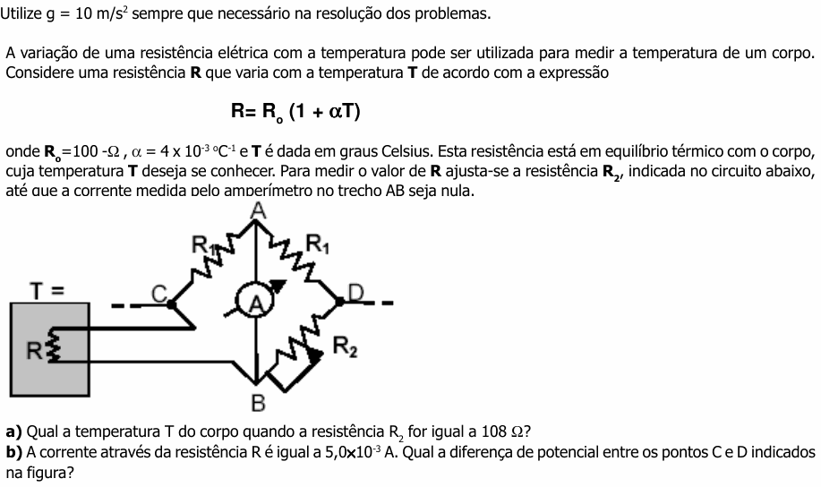 Enunciado da questão 9 de Física do UNICAMP 2003 (2ª fase)
