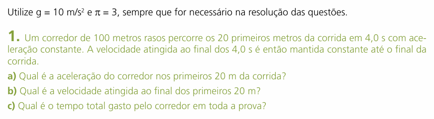 Enunciado da questão 1 de Física do UNICAMP 2006 (2ª fase)