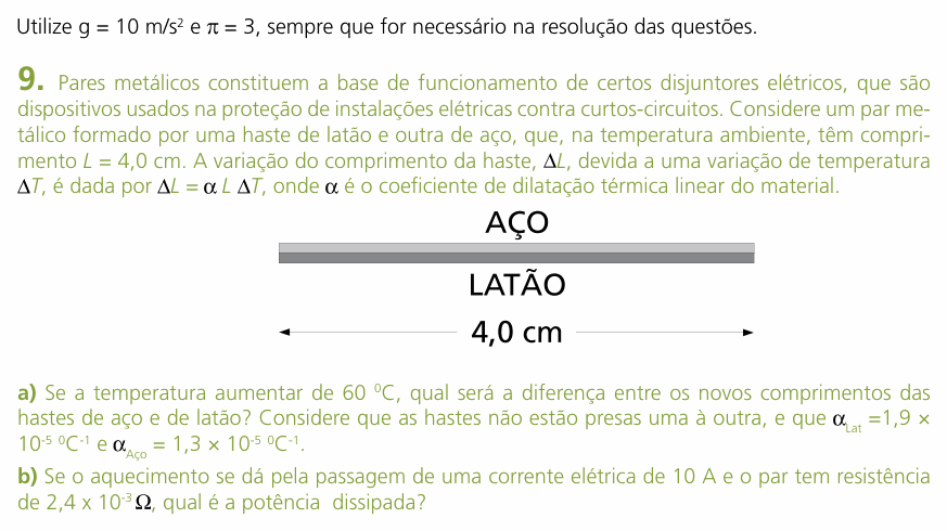 Enunciado da questão 9 de Física do UNICAMP 2006 (2ª fase)