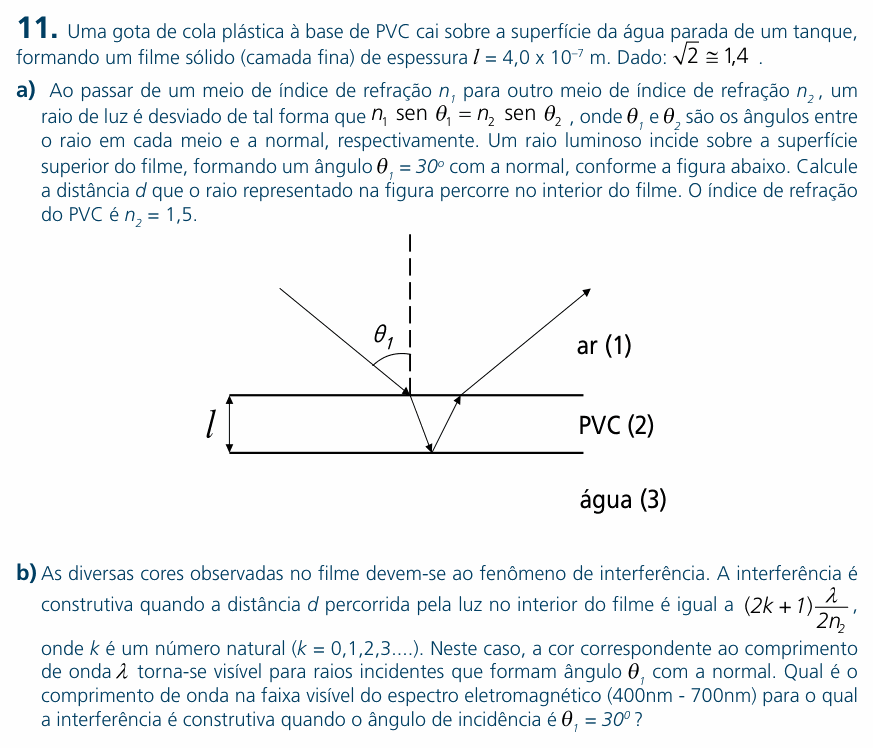 Enunciado da questão 11 de Física do UNICAMP 2007 (2ª fase)