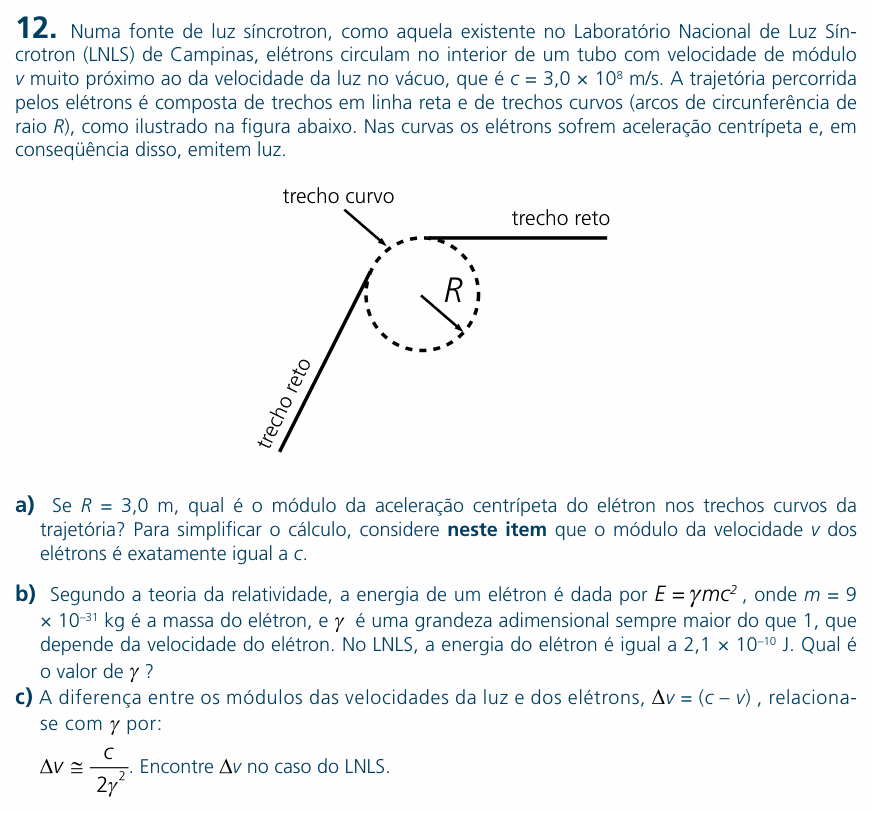 Enunciado da questão 12 de Física do UNICAMP 2007 (2ª fase)