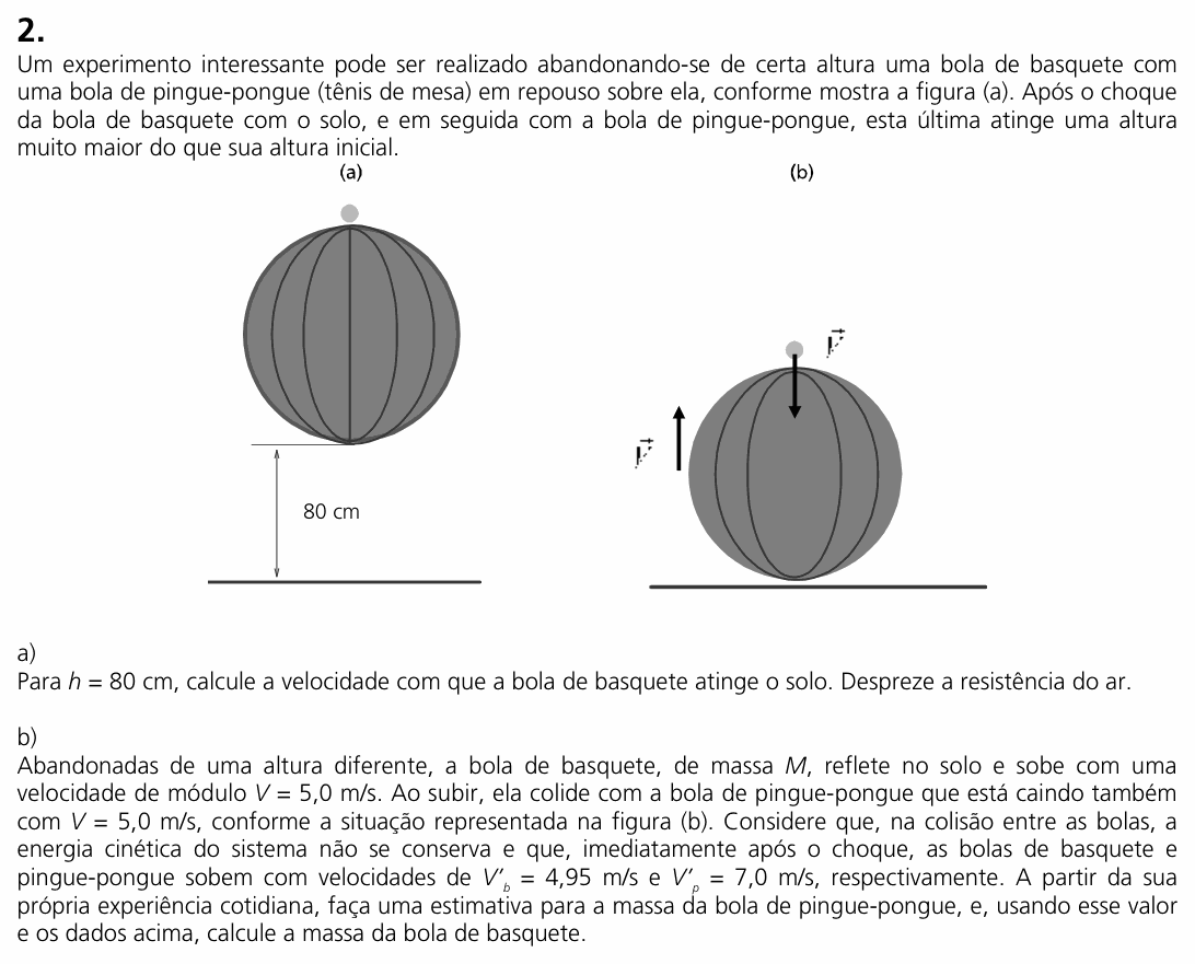 Enunciado da questão 2 de Física do UNICAMP 2008 (2ª fase)