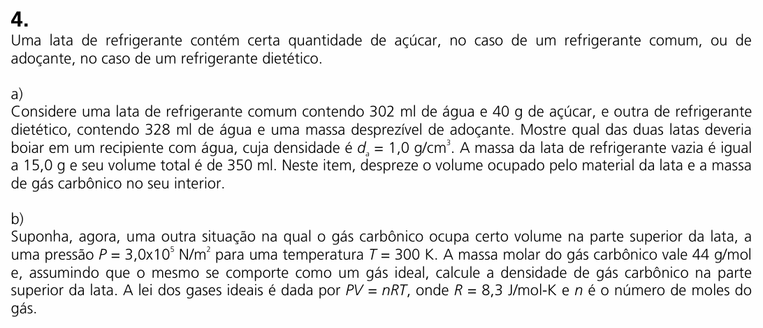 Enunciado da questão 4 de Física do UNICAMP 2008 (2ª fase)