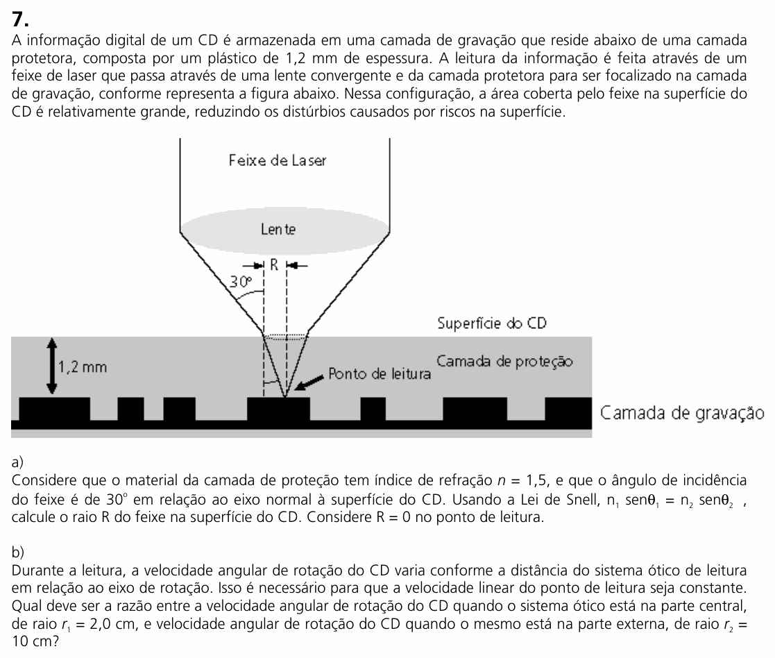 Enunciado da questão 7 de Física do UNICAMP 2008 (2ª fase)