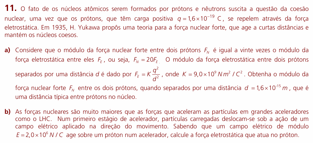 Enunciado da questão 11 de Física do UNICAMP 2009 (2ª fase)
