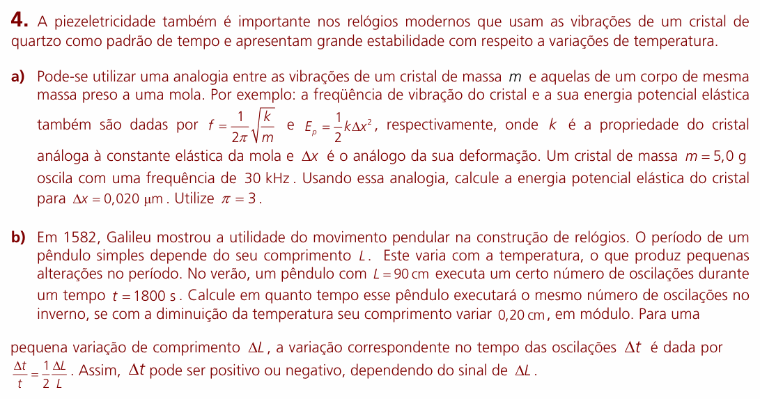 Enunciado da questão 4 de Física do UNICAMP 2009 (2ª fase)