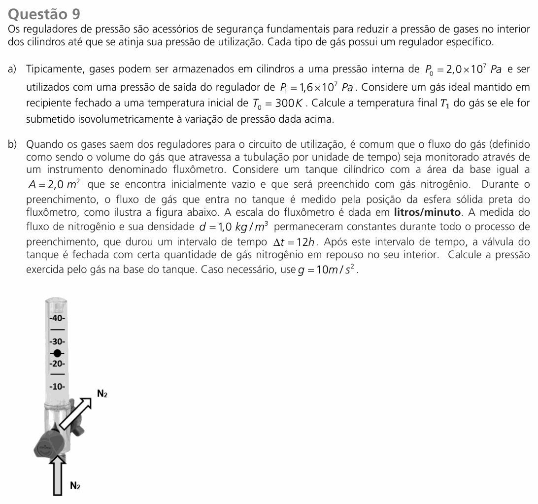 Enunciado da questão 9 de Física do UNICAMP 2016 (2ª fase)