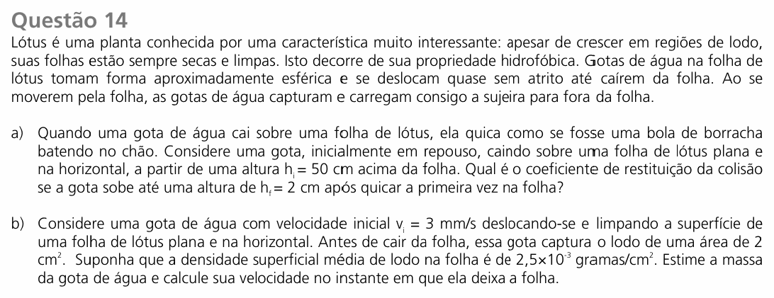 Enunciado da questão 14 de Física do UNICAMP 2017 (2ª fase)
