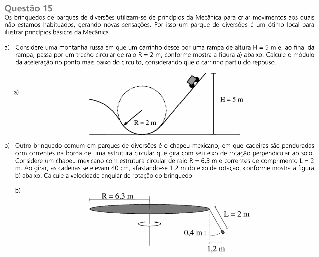 Enunciado da questão 15 de Física do UNICAMP 2017 (2ª fase)