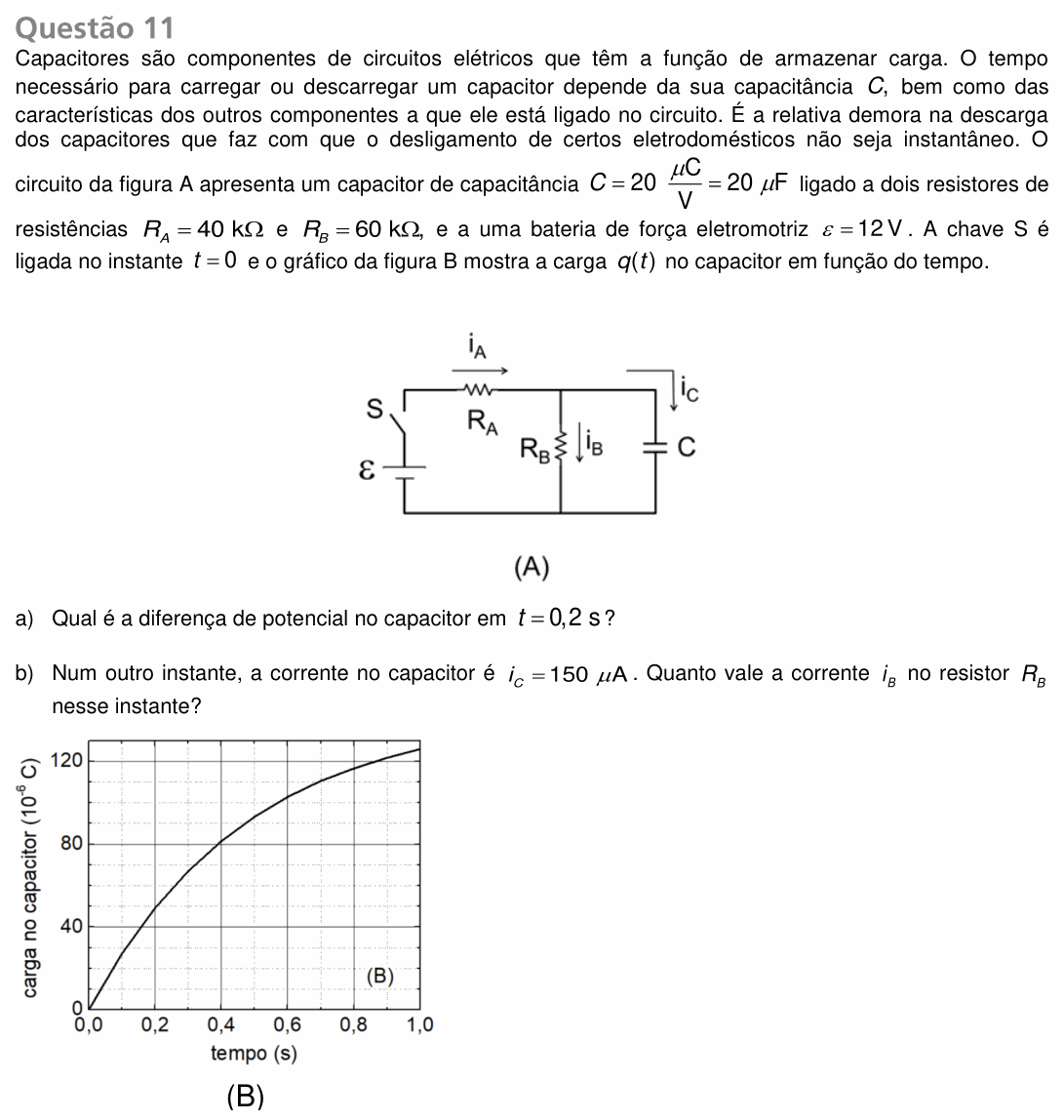Enunciado da questão 11 de Física do UNICAMP 2019 (2ª fase)