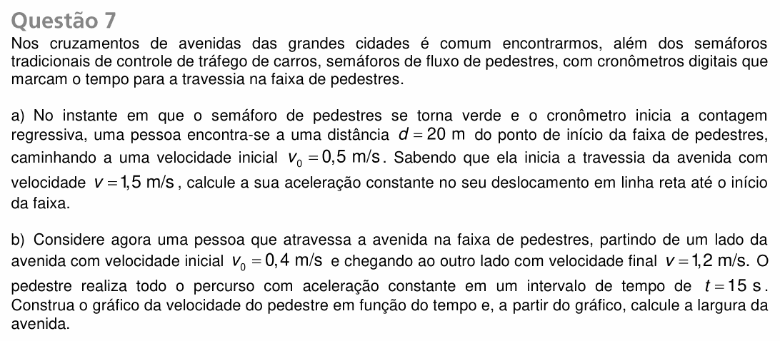Enunciado da questão 7 de Física do UNICAMP 2019 (2ª fase)