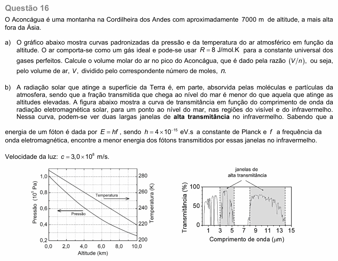 Enunciado da questão 16 de Física do UNICAMP 2021 (2ª fase)