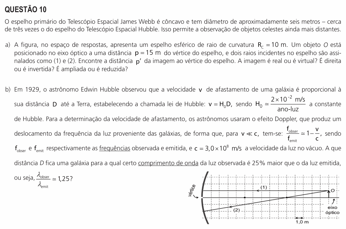 Enunciado da questão 10 de Física do UNICAMP 2023 (2ª fase)