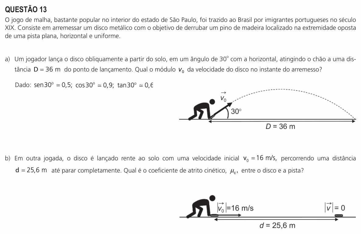 Enunciado da questão 13 de Física do UNICAMP 2023 (2ª fase)