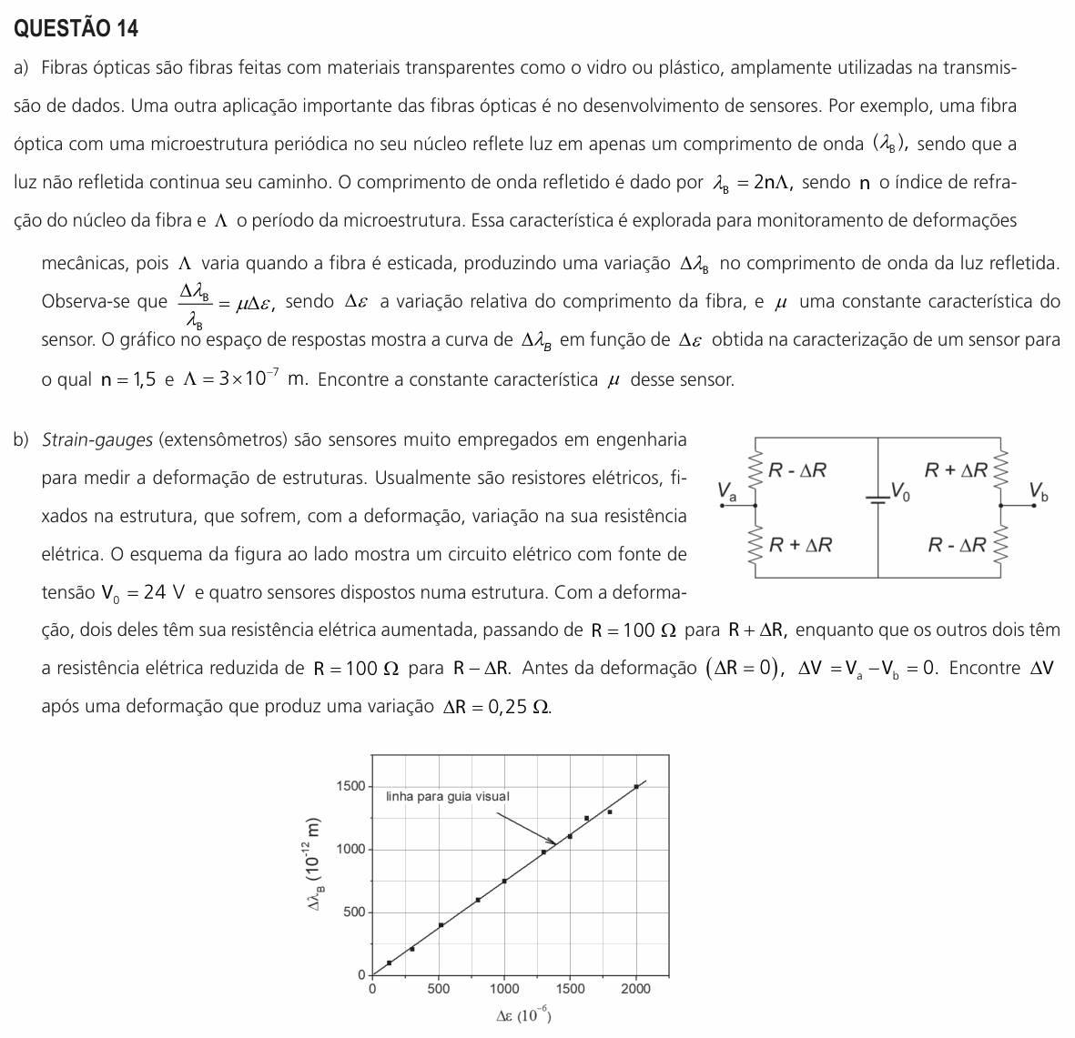 Enunciado da questão 14 de Física do UNICAMP 2023 (2ª fase)