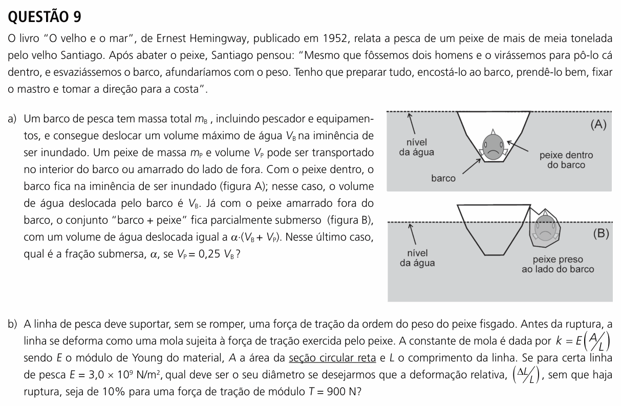 Enunciado da questão 9 de Física do UNICAMP 2024 (2ª fase)