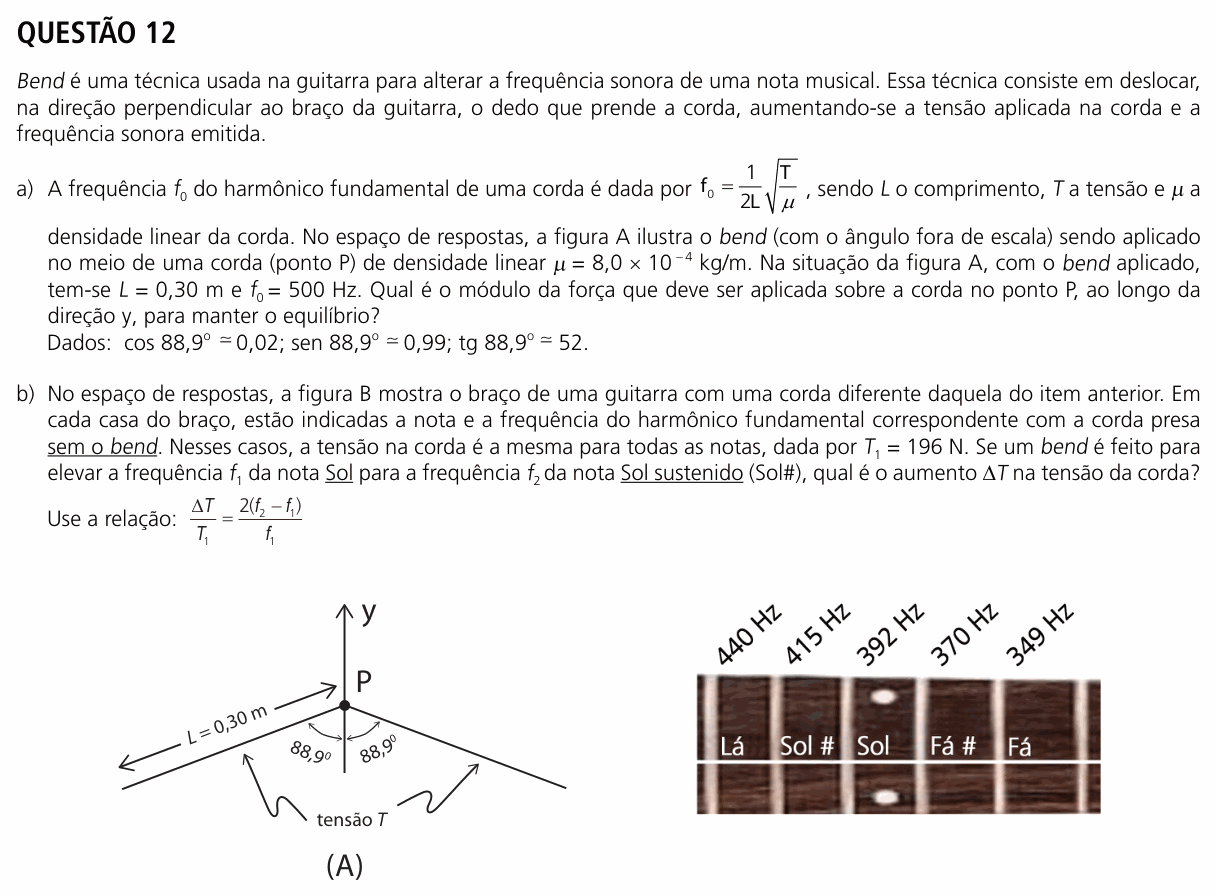 Enunciado da questão 12 de Física do UNICAMP 2026 (2ª fase)