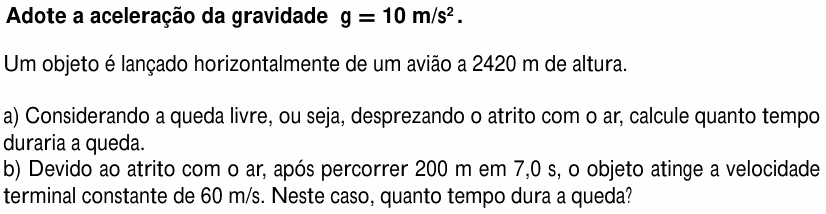 Enunciado da questão 2 de Física do UNICAMP 1998 (2ª fase)