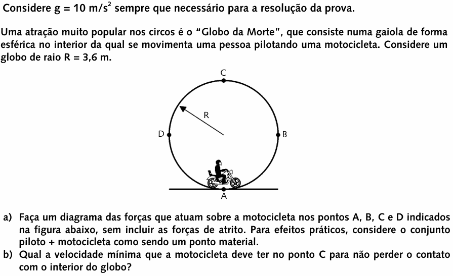 Enunciado da questão 3 de Física do UNICAMP 1999 (2ª fase)