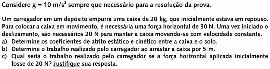Enunciado da questão 4 de Física do UNICAMP 1999 (2ª fase)