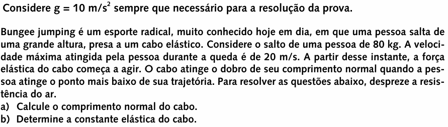 Enunciado da questão 6 de Física do UNICAMP 1999 (2ª fase)