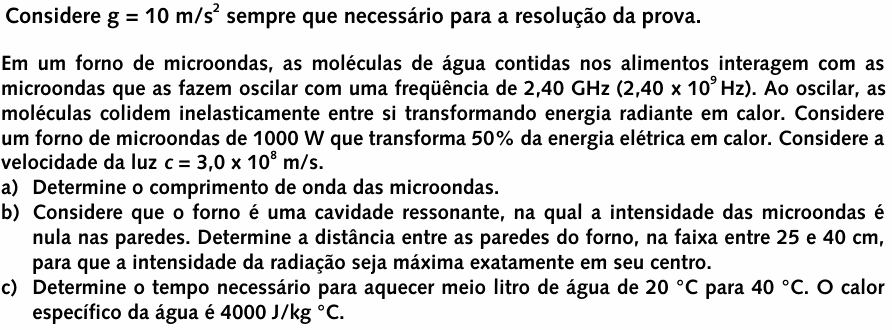 Enunciado da questão 9 de Física do UNICAMP 1999 (2ª fase)