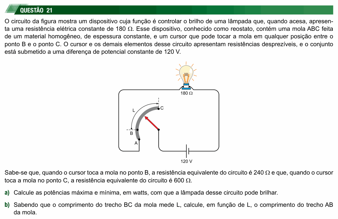Enunciado da questão 21 de Física do UNESP 2026 (2ª fase)