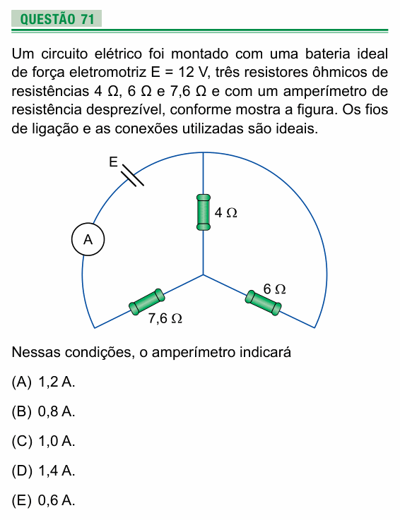 Enunciado da questão 71 de Física do UEA 2017