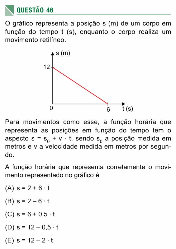 Enunciado da questão 46 de Física do UEA 2017 (SIS, 1ª série)