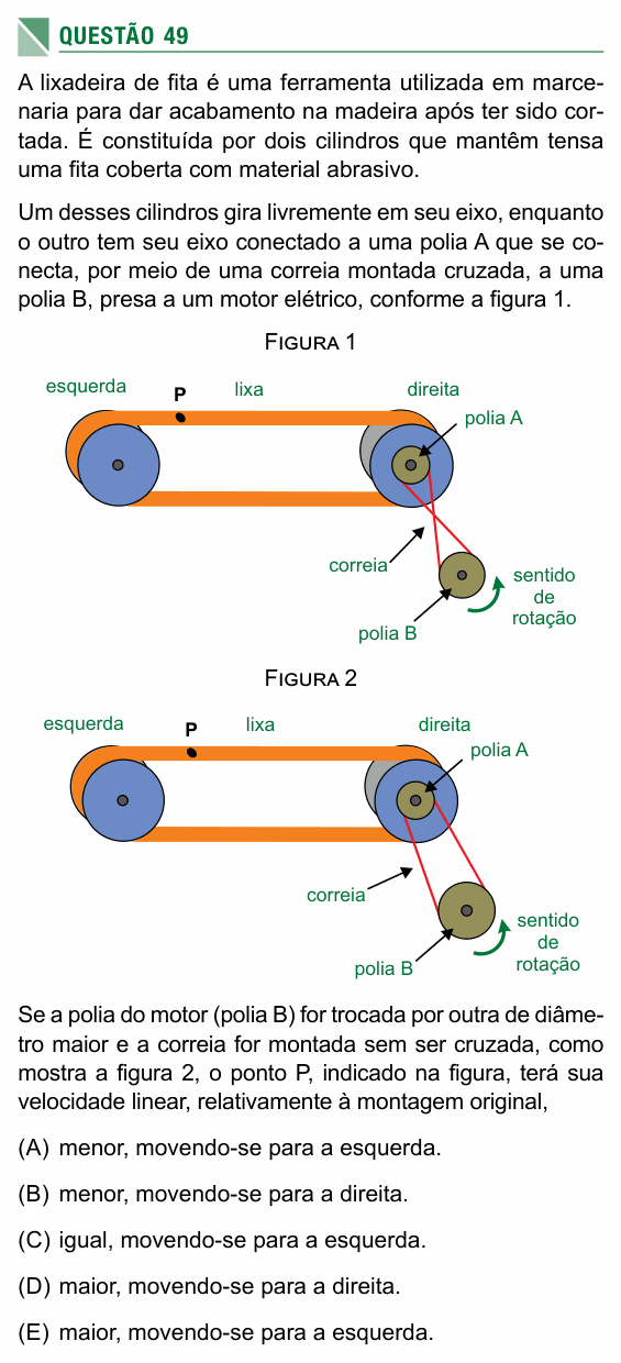 Enunciado da questão 49 de Física do UEA 2017 (SIS, 1ª série)