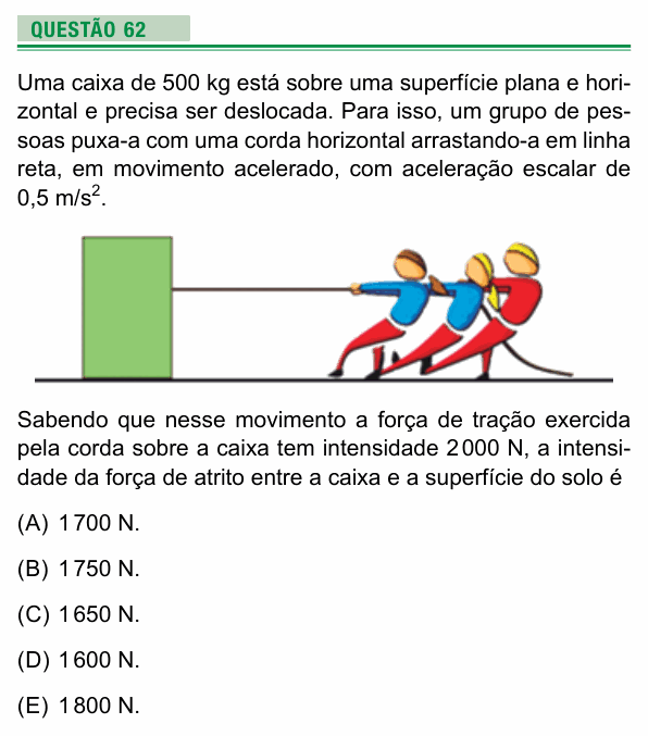 Enunciado da questão 62 de Física do UEA 2018