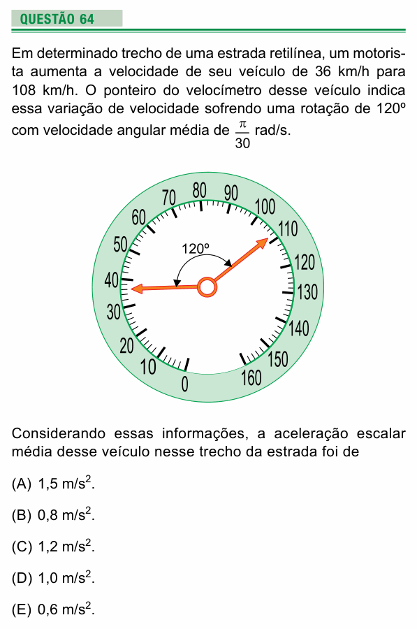 Enunciado da questão 64 de Física do UEA 2018