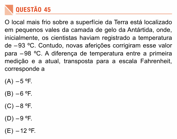 Enunciado da questão 45 de Física do UEA 2018 (SIS, 2ª série)