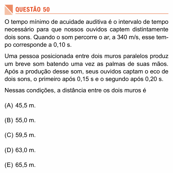 Enunciado da questão 50 de Física do UEA 2018 (SIS, 2ª série)