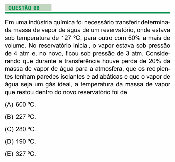 Enunciado da questão 66 de Física do UEA 2019
