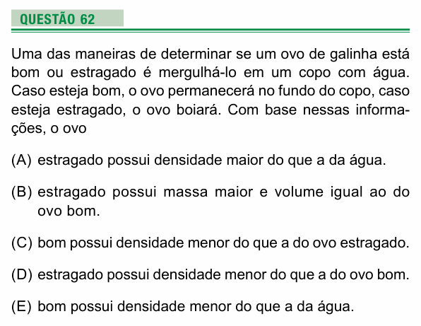 Enunciado da questão 62 de Física do UEA 2021