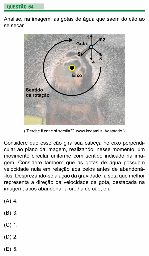 Enunciado da questão 64 de Física do UEA 2021