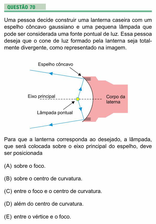 Enunciado da questão 70 de Física do UEA 2021