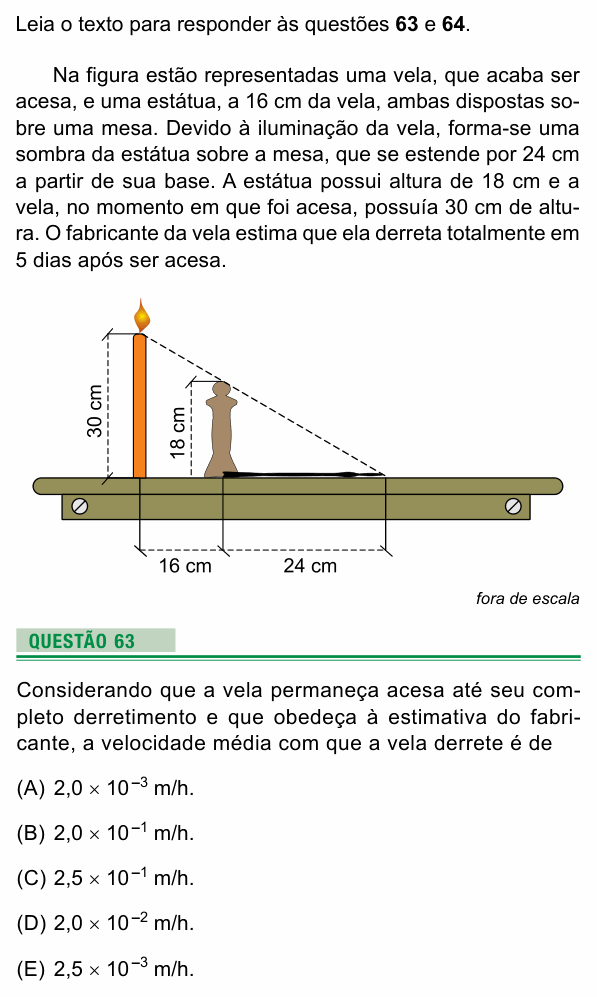 Enunciado da questão 63 de Física do UEA 2022