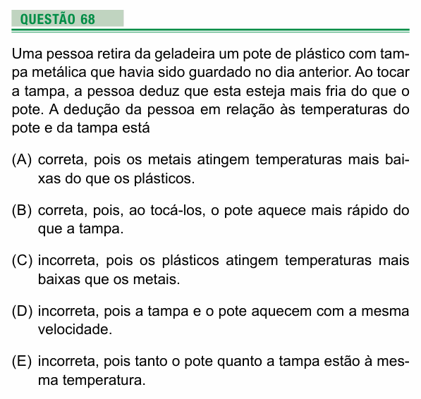 Enunciado da questão 68 de Física do UEA 2022