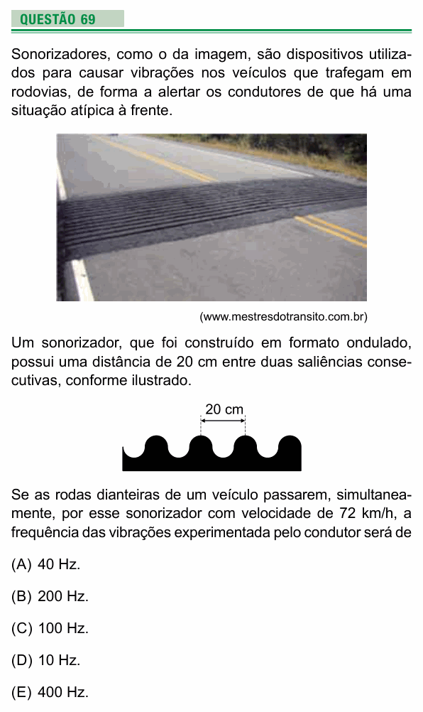Enunciado da questão 69 de Física do UEA 2022