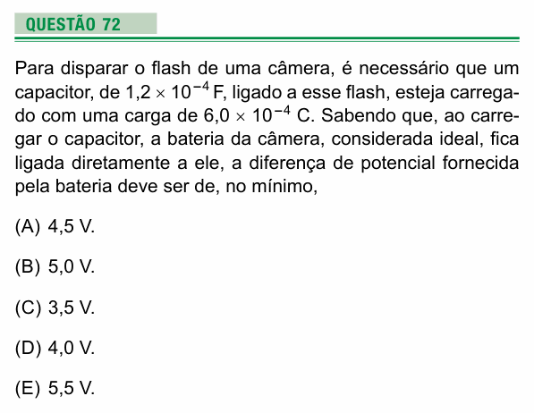 Enunciado da questão 72 de Física do UEA 2022