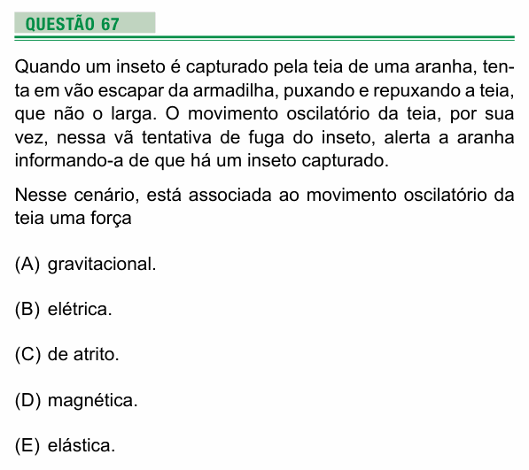 Enunciado da questão 67 de Física do UEA 2024