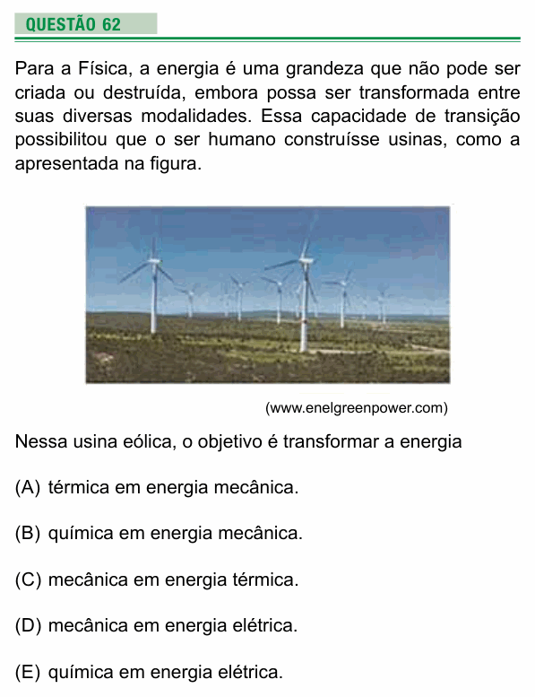 Enunciado da questão 62 de Física do UEA 2025